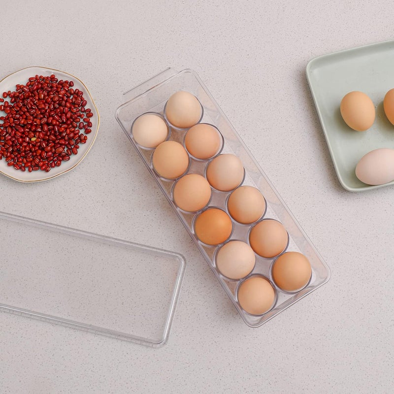 Sooyee 2 Pack Egg Holder for Refrigerator, Plastic Egg Storage Container, Fridge Egg Organizer, Clear Refrigerator Organizer Bins with Lids, Stackable Tray Holds 12 Eggs - Image 5